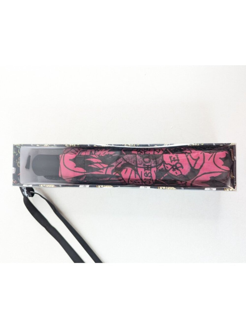Ed Hardy Compact Umbrella Hot Pink Tattoo Auto Open Close - NWT